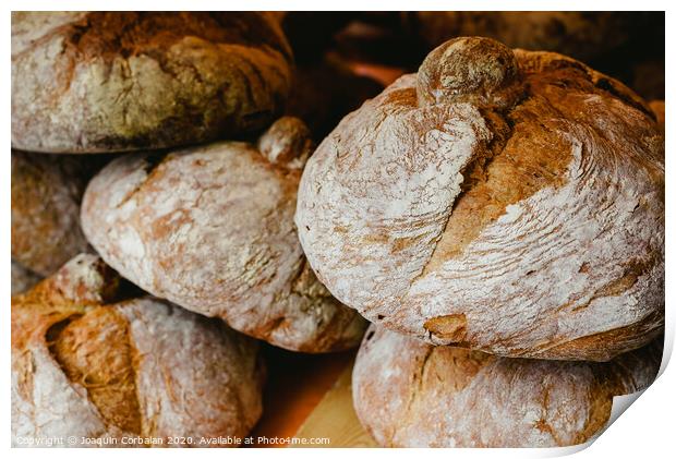 Mediterranean traditional handmade round breads Print by Joaquin Corbalan