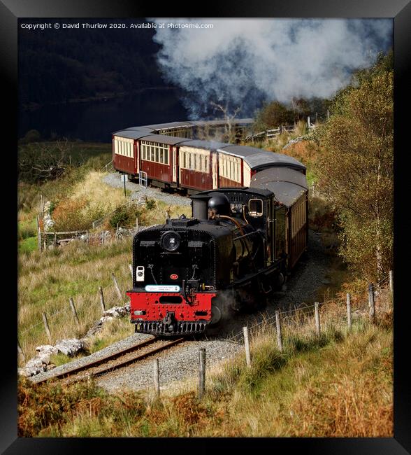 Welsh Highland Railway locomotive No87 winds its way to Rhyd Ddu. Framed Print by David Thurlow