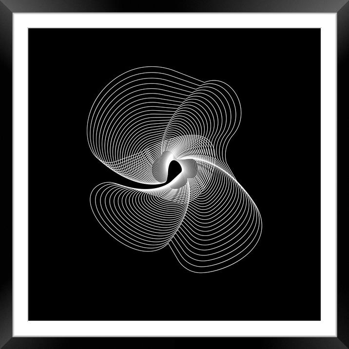 White abstract shape on black background Framed Mounted Print by Arpad Radoczy