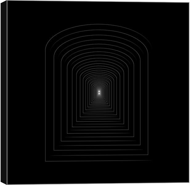Similar a tunnel white logotype shape on the black background Canvas Print by Arpad Radoczy