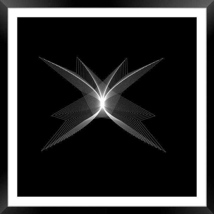 Abstract white logotype shape, vector image on zhe black background Framed Mounted Print by Arpad Radoczy