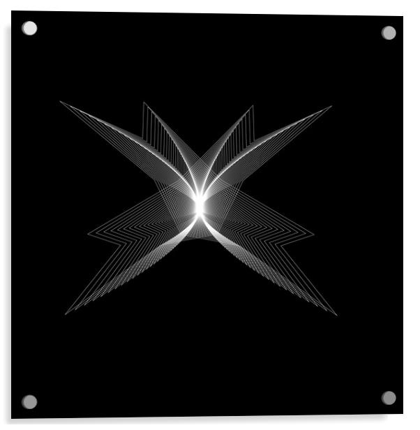 Abstract white logotype shape, vector image on zhe black background Acrylic by Arpad Radoczy