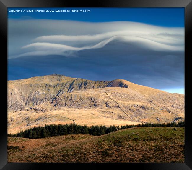 Lenticular Clouds above Snowdon Framed Print by David Thurlow