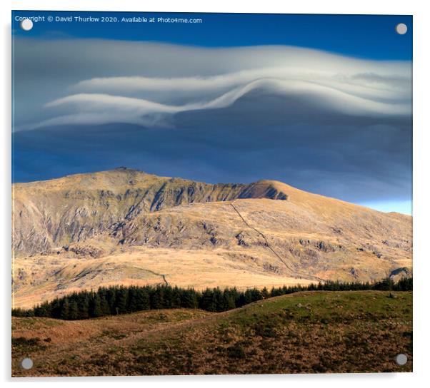 Lenticular Clouds above Snowdon Acrylic by David Thurlow