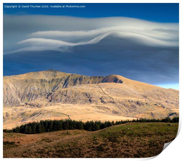 Lenticular Clouds above Snowdon Print by David Thurlow