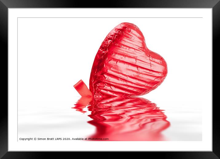 Red Chocolate love heart lollypop angled Framed Mounted Print by Simon Bratt LRPS