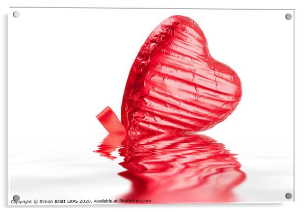 Red Chocolate love heart lollypop angled Acrylic by Simon Bratt LRPS