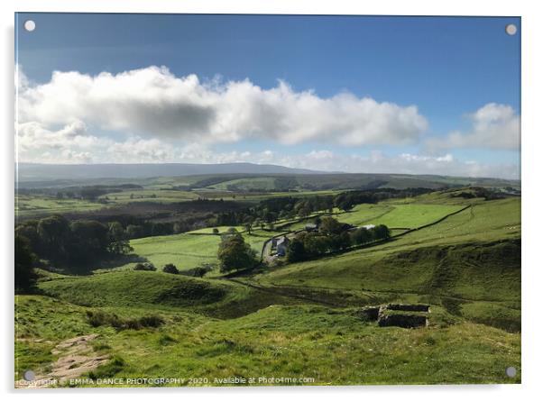 View from Hadrian's Wall, Northumberland Acrylic by EMMA DANCE PHOTOGRAPHY
