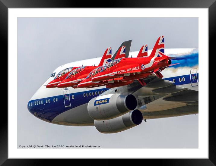 747 BAOC and Red Arrows flypast Framed Mounted Print by David Thurlow