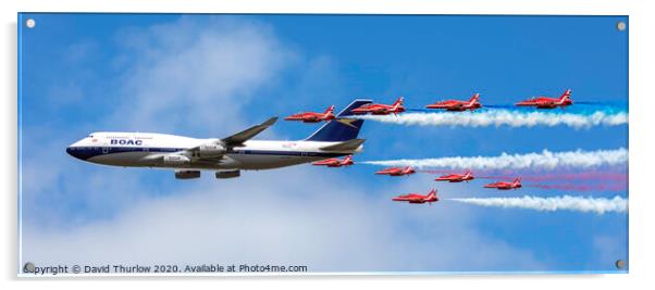 747 BAOC and Red Arrows flypast Acrylic by David Thurlow