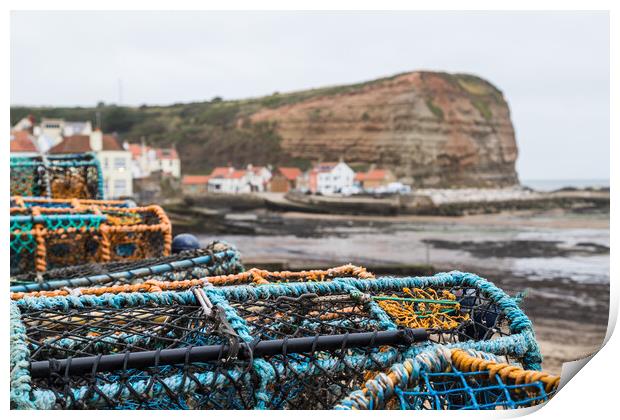 Crab pots at Staithes Print by Jason Wells