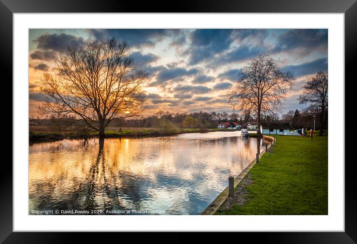 Coltishall river sunset Framed Mounted Print by David Powley