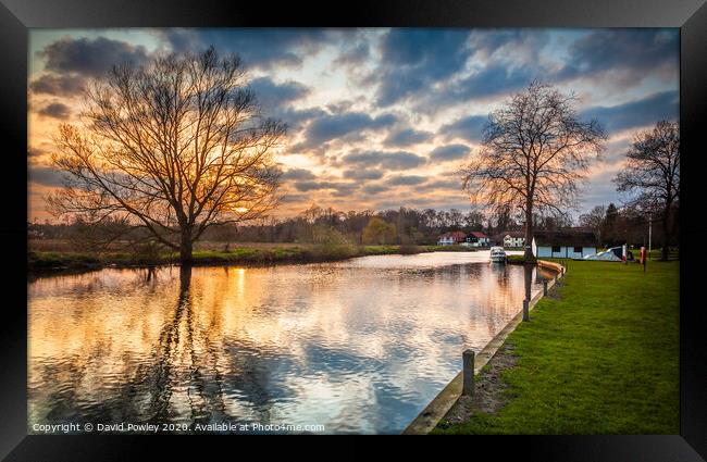 Coltishall river sunset Framed Print by David Powley