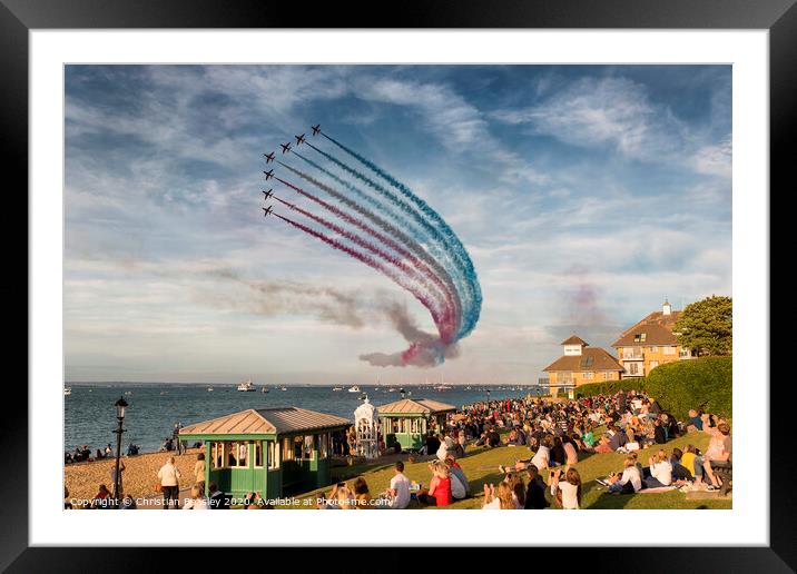 Red Arrows display at Cowes Week Framed Mounted Print by Christian Beasley