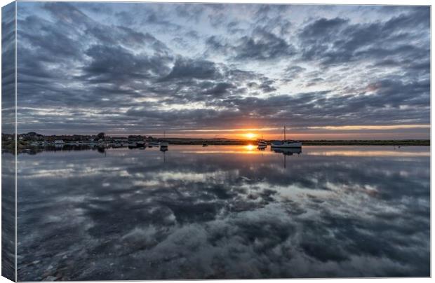 Sunset reflections - Burnham Overy Staithe  Canvas Print by Gary Pearson