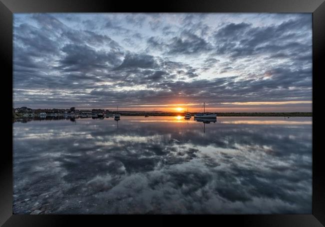 Sunset reflections - Burnham Overy Staithe  Framed Print by Gary Pearson