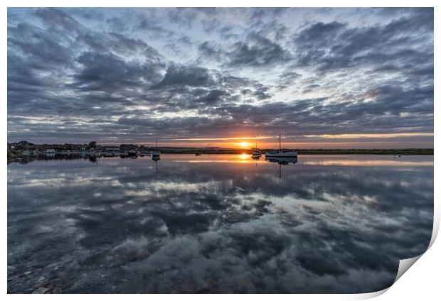 Sunset reflections - Burnham Overy Staithe  Print by Gary Pearson