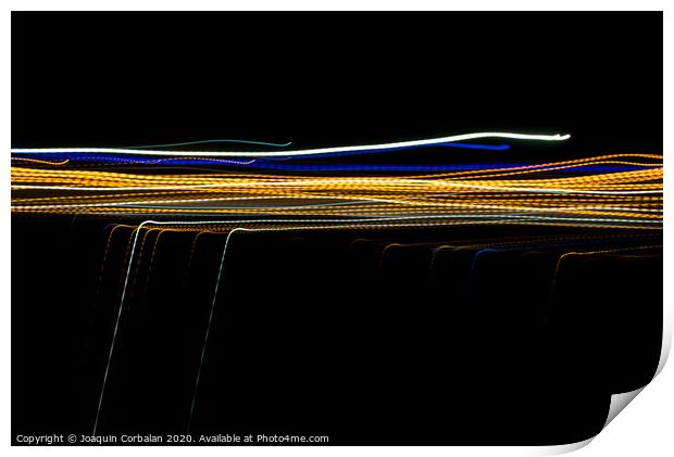 Colorful light painting with circular shapes and abstract black background. Print by Joaquin Corbalan