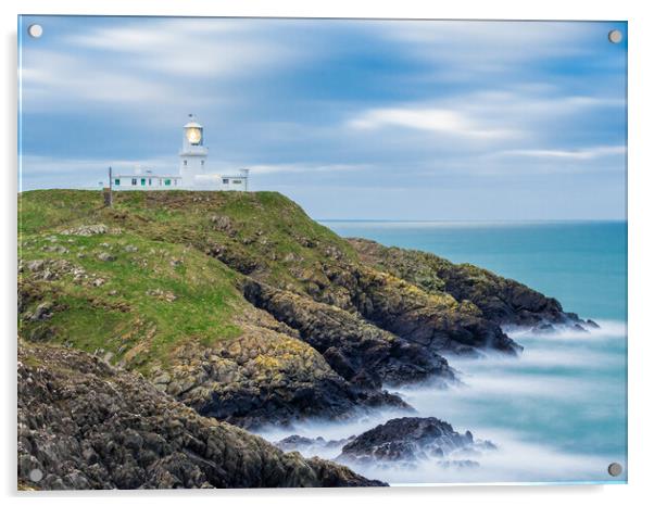 Strumble Head Lighthouse, Pembrokeshire, Wales. Acrylic by Colin Allen