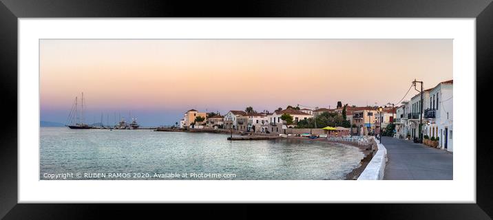 The coastline of the Spetses Island, Greece. Framed Mounted Print by RUBEN RAMOS