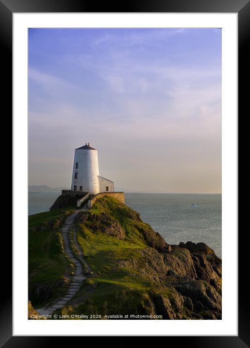 Sailing out to Sea from the Twr Mawr Lighthouse An Framed Mounted Print by Liam Neon
