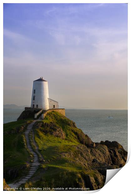 Sailing out to Sea from the Twr Mawr Lighthouse An Print by Liam Neon