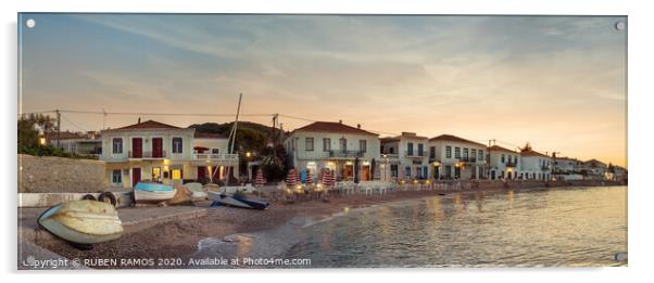 The coastline of the Spetses Island, Greece. Acrylic by RUBEN RAMOS