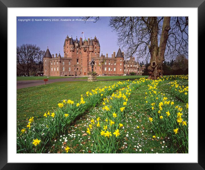 Glamis Castle in spring Framed Mounted Print by Navin Mistry