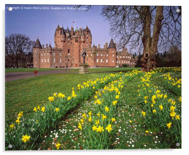 Glamis Castle in spring Acrylic by Navin Mistry