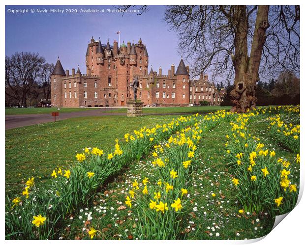 Glamis Castle in spring Print by Navin Mistry