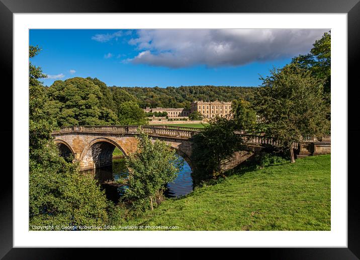 Arched Bridge over the River Derwent at Chatsworth Framed Mounted Print by George Robertson