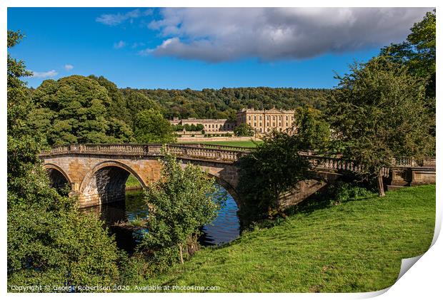 Arched Bridge over the River Derwent at Chatsworth Print by George Robertson