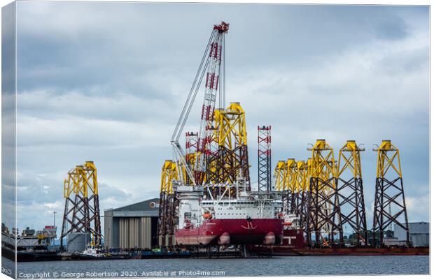 Seajacks Scylla at dock on the Cromarty Firth Canvas Print by George Robertson