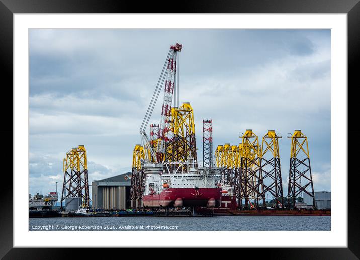 Seajacks Scylla at dock on the Cromarty Firth Framed Mounted Print by George Robertson