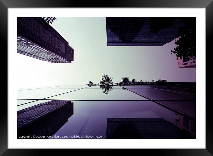 Large buildings with reflections of a big city Framed Mounted Print by Joaquin Corbalan