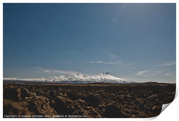 Turkish landscapes with snowy mountains in the background Print by Joaquin Corbalan
