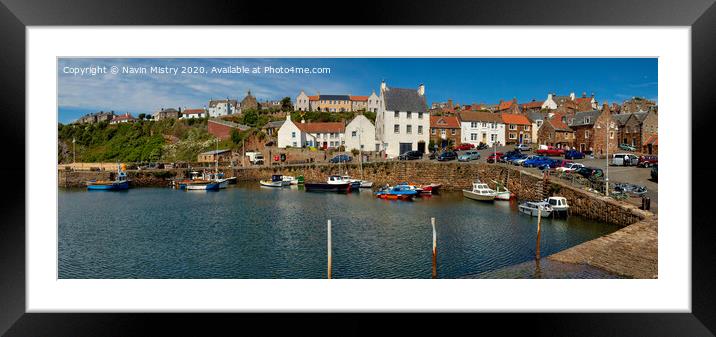 Crail Harbour Panoramic Framed Mounted Print by Navin Mistry
