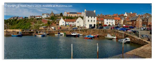Crail Harbour Panoramic Acrylic by Navin Mistry