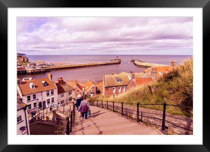 Whitby 199 steps Framed Mounted Print by Sam Smith