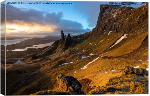 Sunrise Old man of Storr Canvas Print by Pete Lawless
