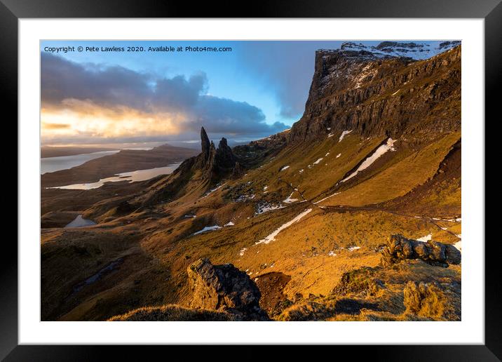 Sunrise Old man of Storr Framed Mounted Print by Pete Lawless
