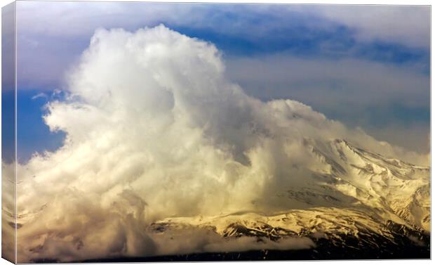 Mountain in the clouds. Canvas Print by Mikhail Pogosov