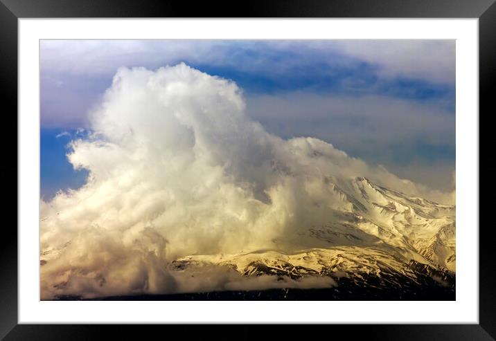 Mountain in the clouds. Framed Mounted Print by Mikhail Pogosov