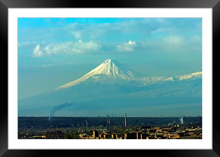 View of the majestic Mount Ararat. Framed Mounted Print by Mikhail Pogosov
