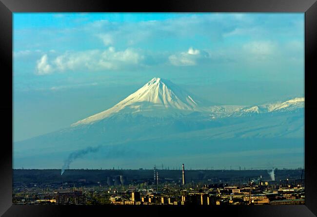 View of the majestic Mount Ararat. Framed Print by Mikhail Pogosov