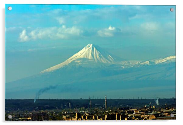 View of the majestic Mount Ararat. Acrylic by Mikhail Pogosov