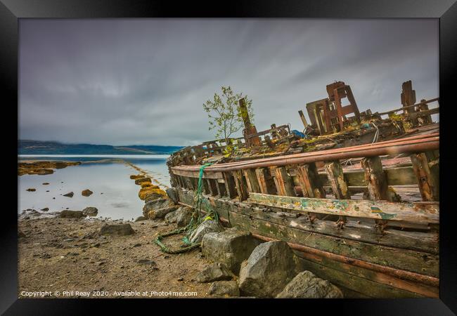 Salen Wreck Framed Print by Phil Reay