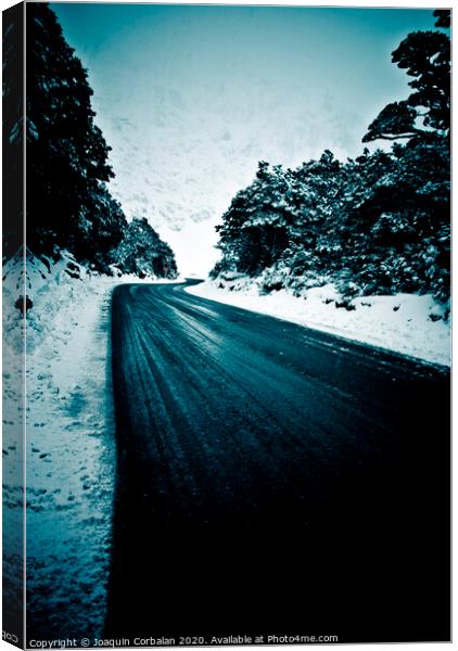 Lonely road in the countryside for a car trip and disconnect from stress Canvas Print by Joaquin Corbalan