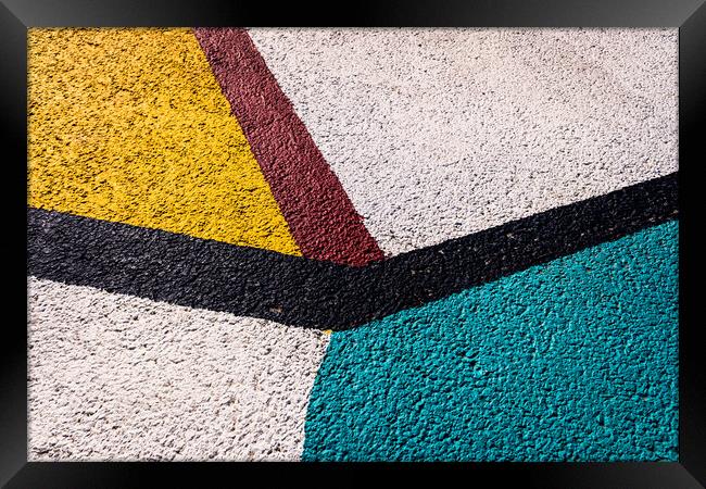Grunge halftone asphalt wall texture and colorful rough stone surface background. Framed Print by Joaquin Corbalan