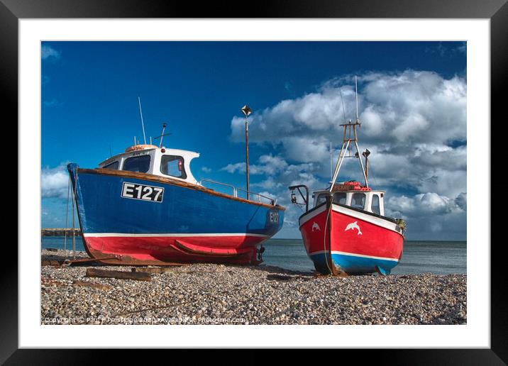 Colourful Boats at Beer Framed Mounted Print by Paul F Prestidge